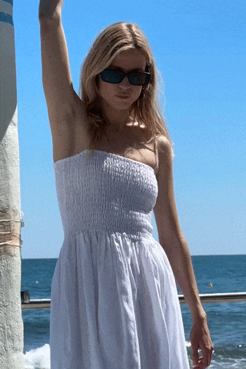 arkitaip Maxi Dresses The Harlow Smocked Maxi Dress in white