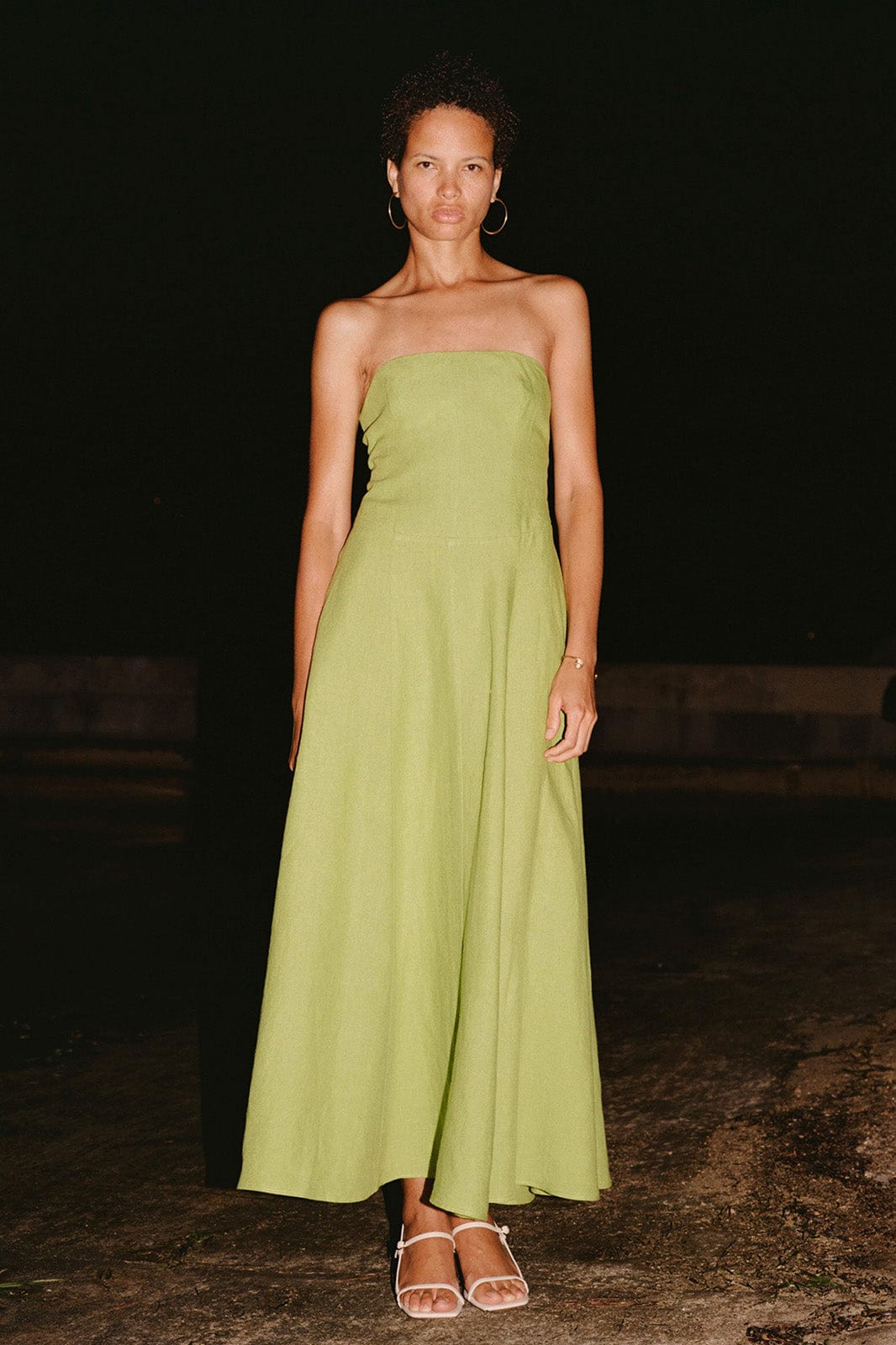 The Chiara Maxi Bandeau Dress in apple green