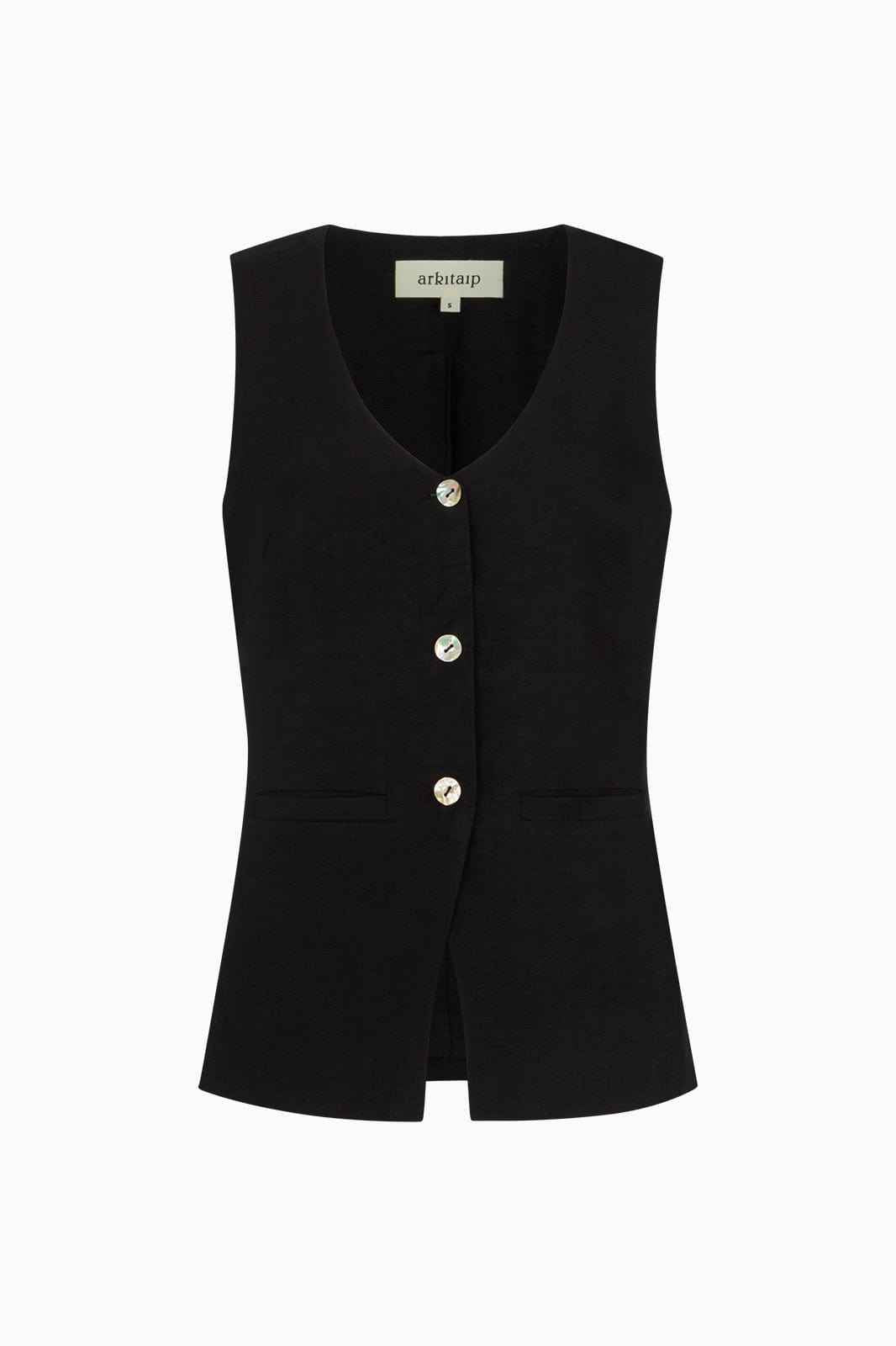 The Rosalie Buttoned Vest in black