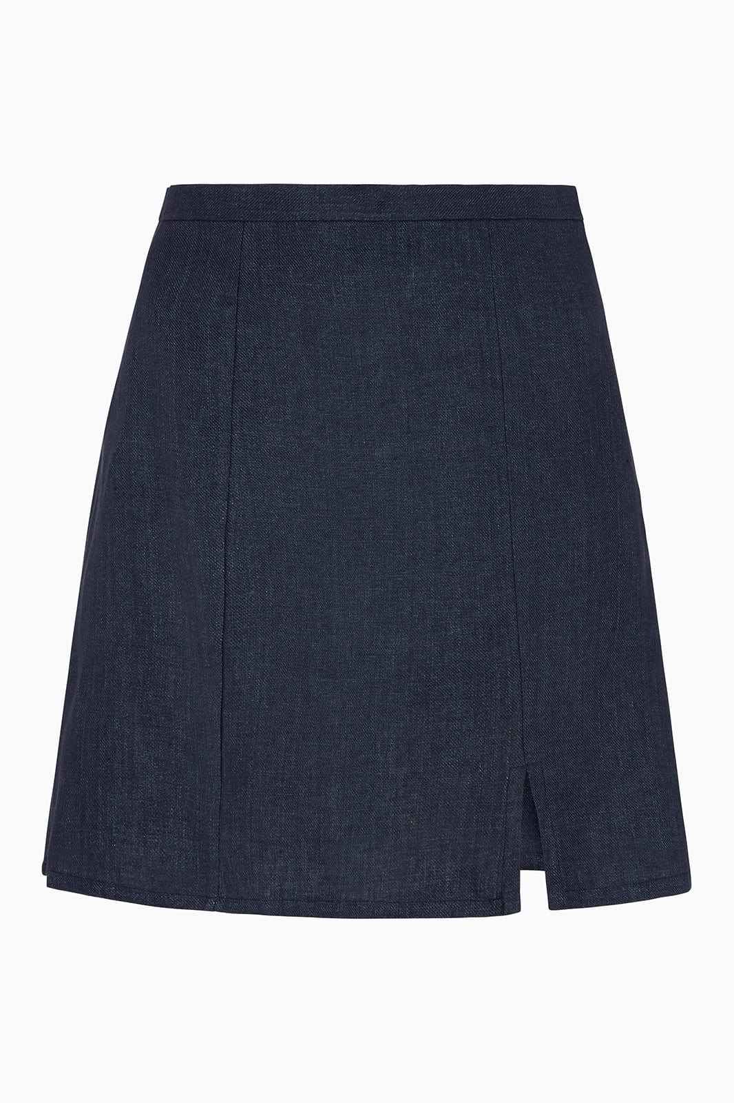 The Ruby Mini Skirt in denim blue