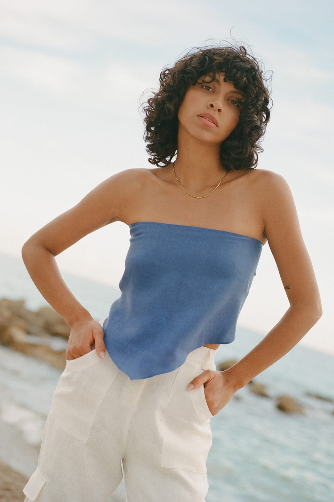 arkitaip Tops One Size / Klein Blue The Ida Scarf Top in klein blue