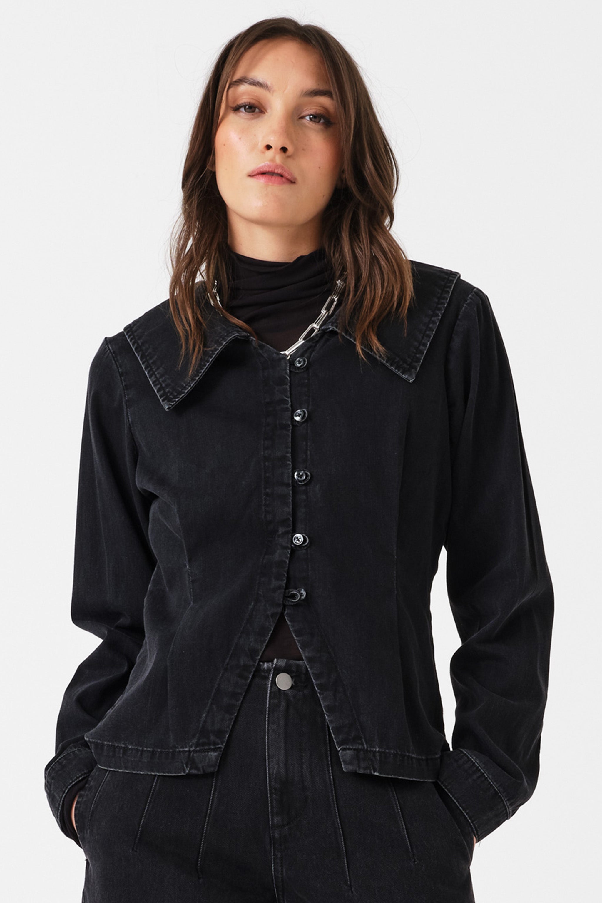 Bette Button Up Denim Shirt in Fairbanks