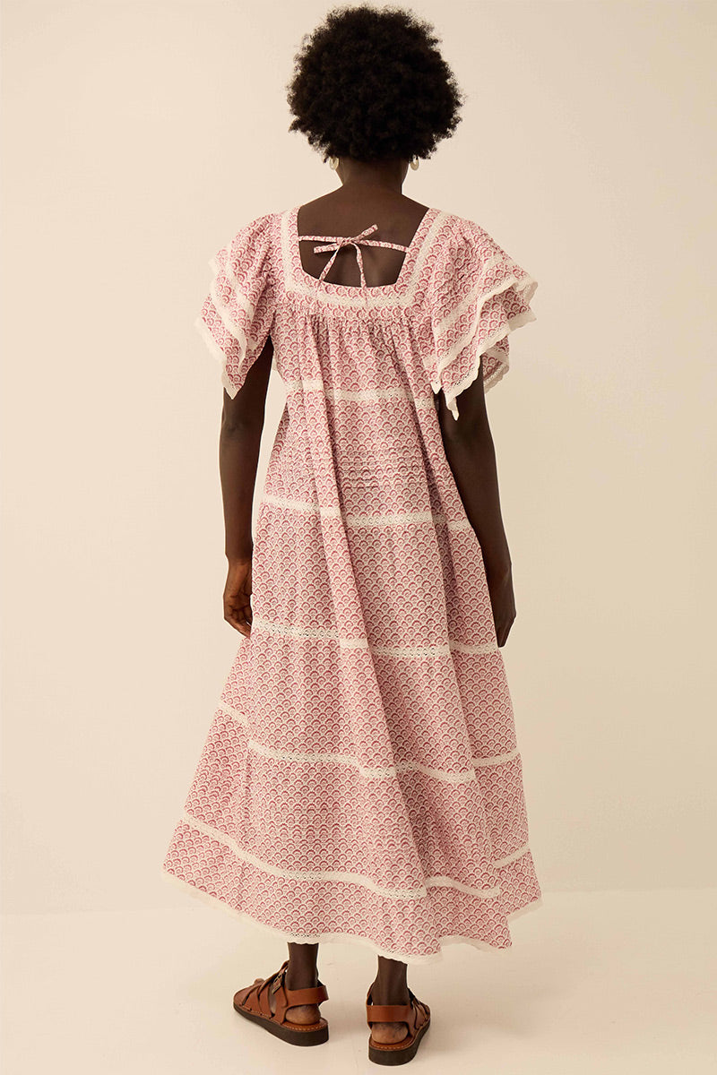 Alina Printed Floral Lace Insert Dress