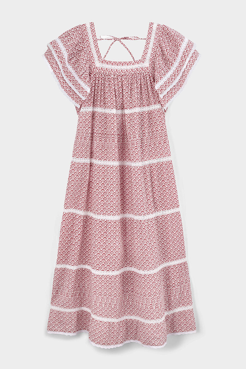 Alina Printed Floral Lace Insert Dress