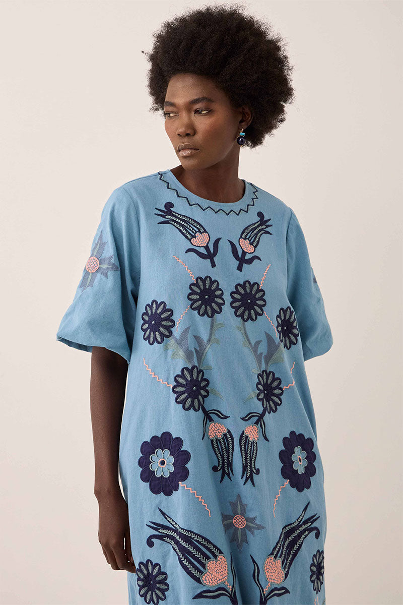 Anyar Applique Placement Embroidery Dress