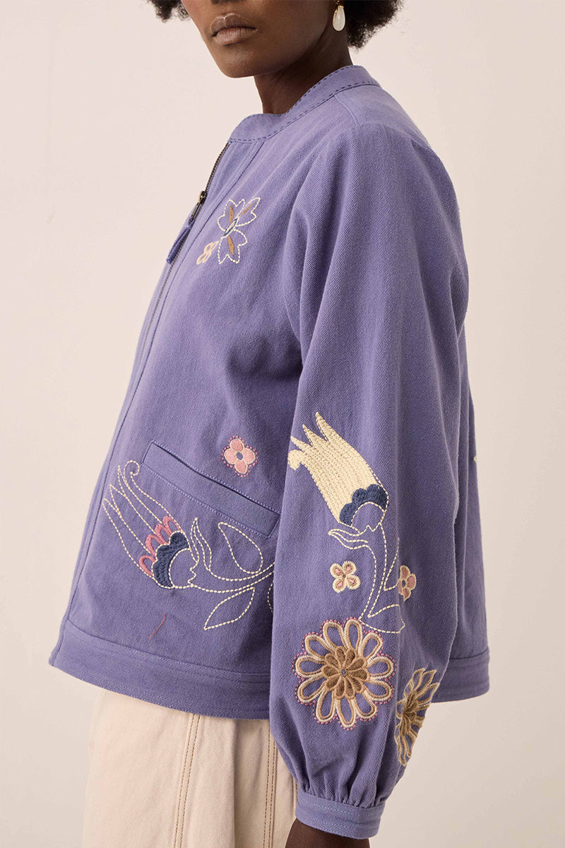 Anyar Botanical Embroidered Cotton Twill Jacket