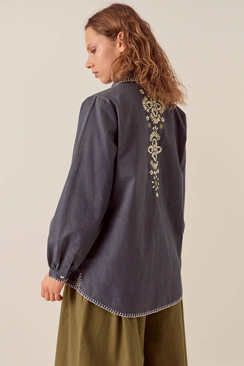 Cora Floral Embroidered Cotton Shirt