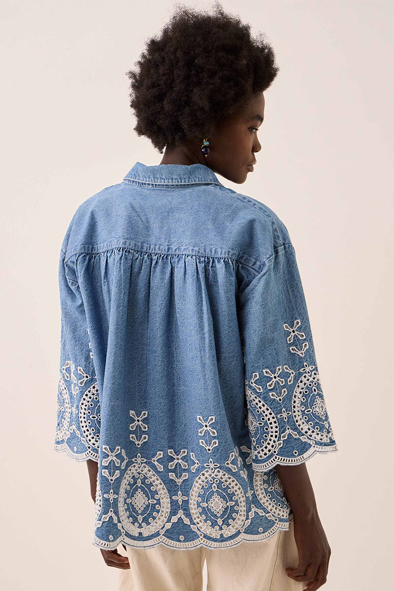 Coralie Denim Broderie Shirt