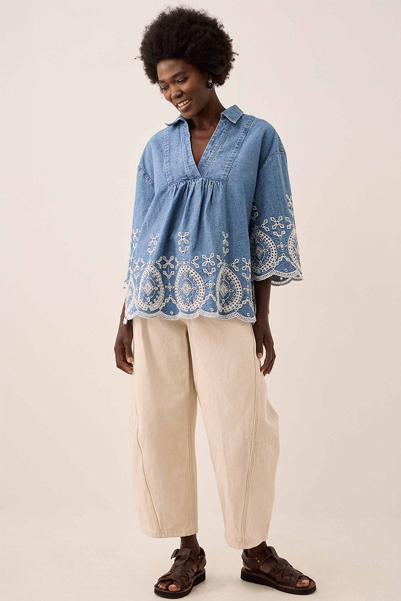 Coralie Denim Broderie Shirt
