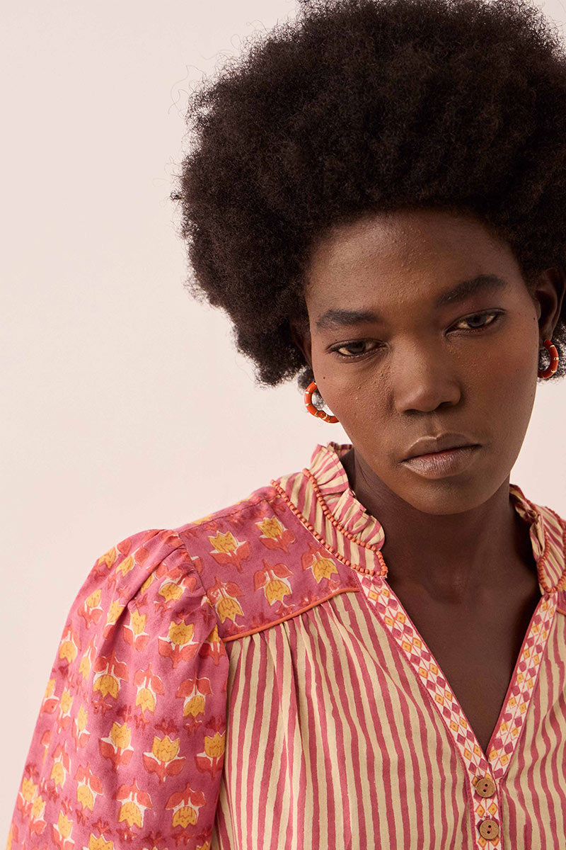 Devyn Hand Woodblock Cotton Dress