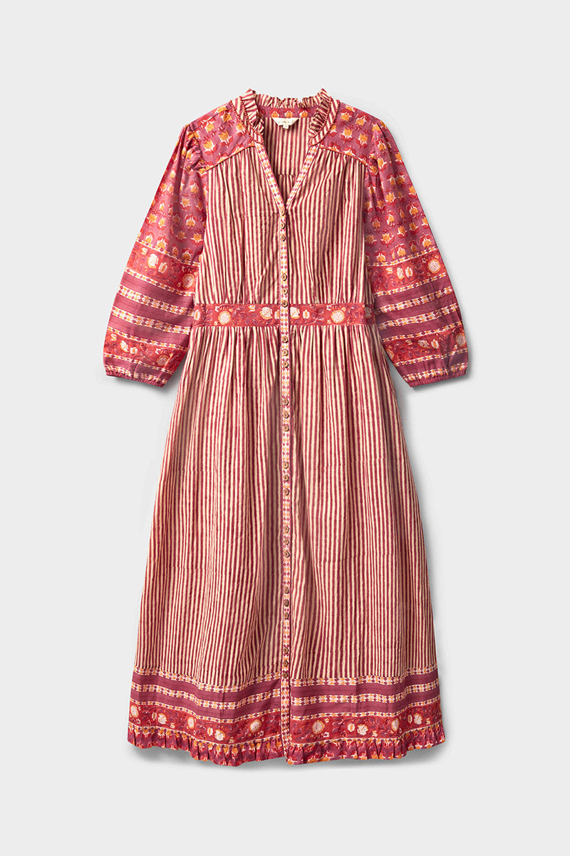 Devyn Hand Woodblock Cotton Dress