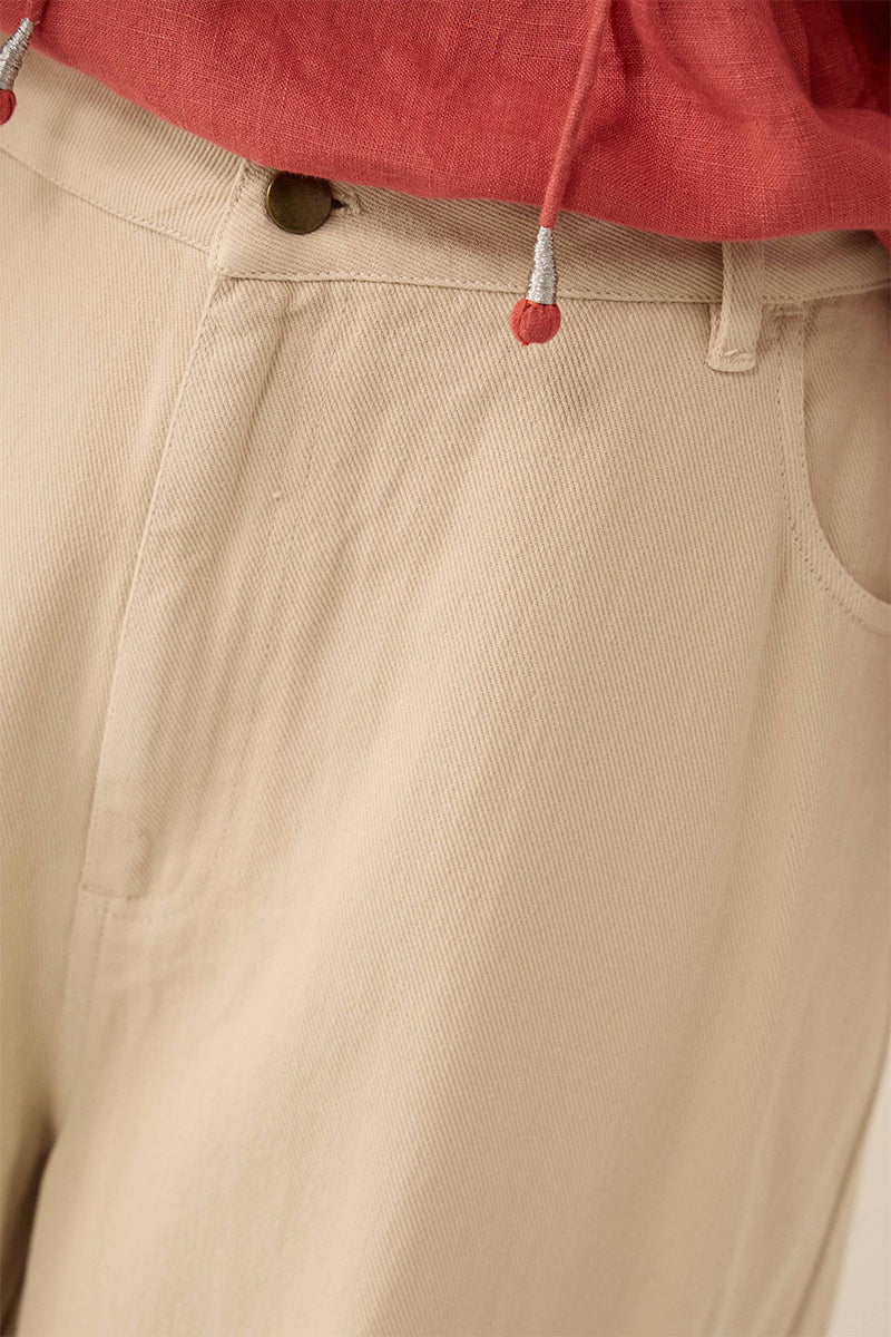 Elodie Cotton Twill Barrel Leg Trousers