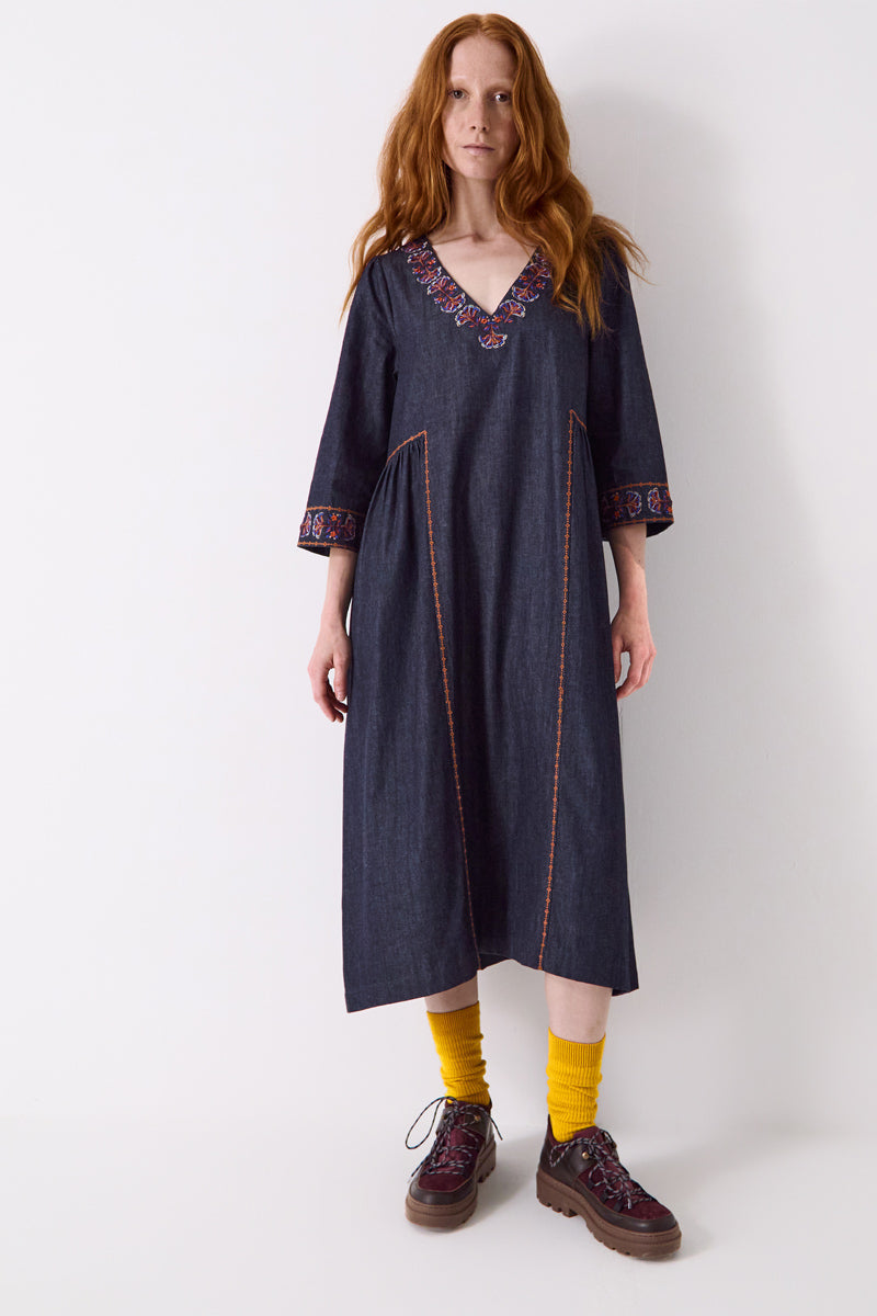 Jayla Denim Embroidered Dress