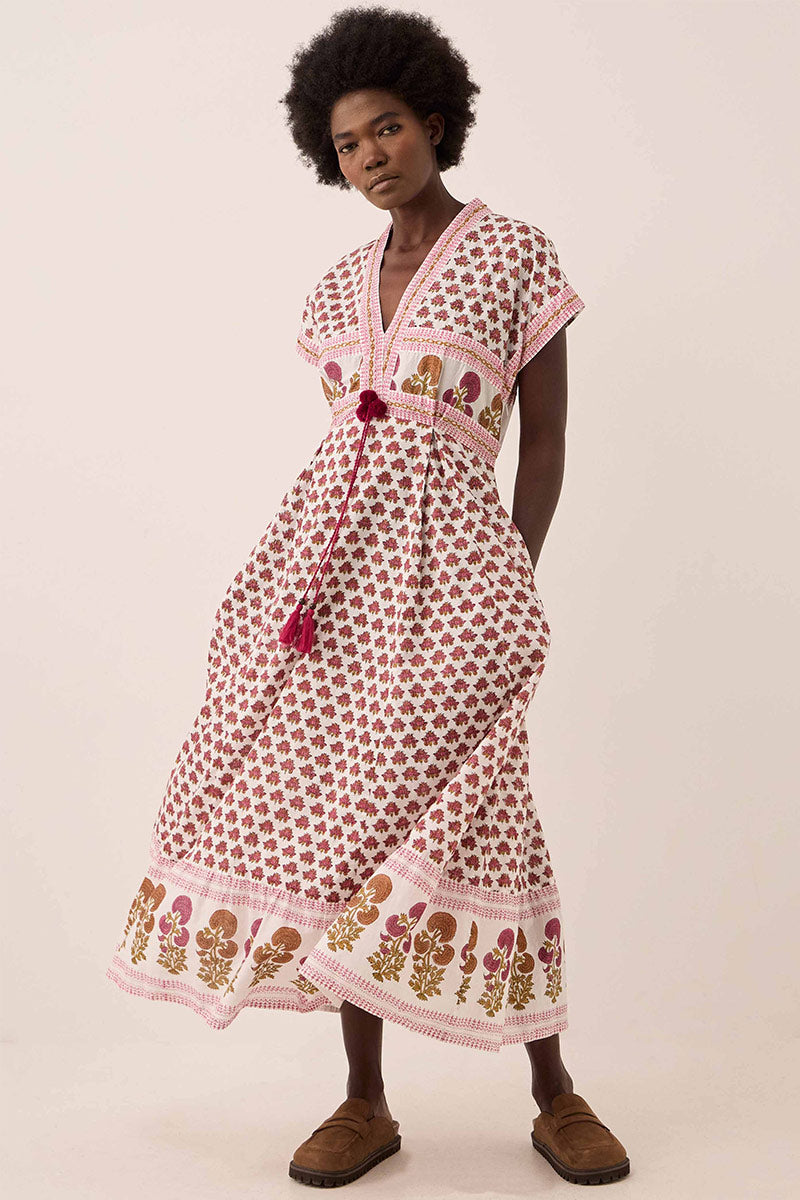 Karmen Hand Woodblock Cotton Dress