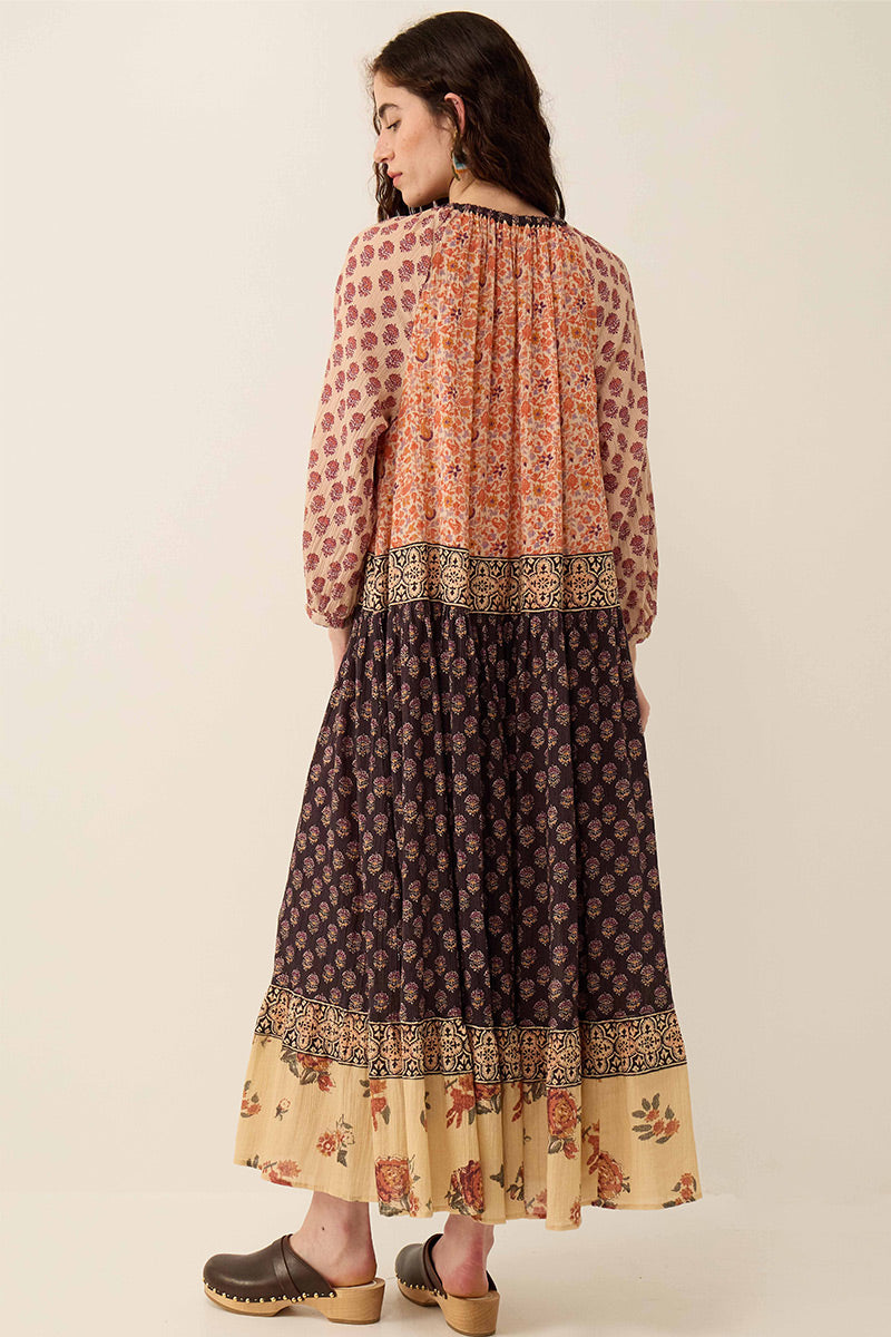 Loran Patch Print Crinkle Cotton Dress