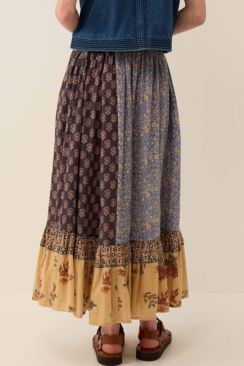 Loran Floral Patch Print Cotton Skirt