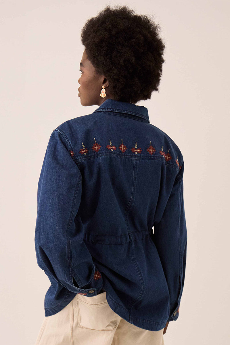 Marion Indigo Denim Embroidered Jacket