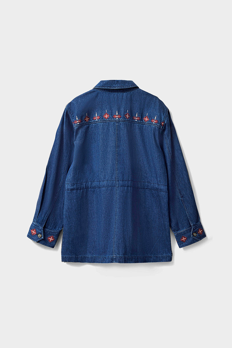 Marion Indigo Denim Embroidered Jacket