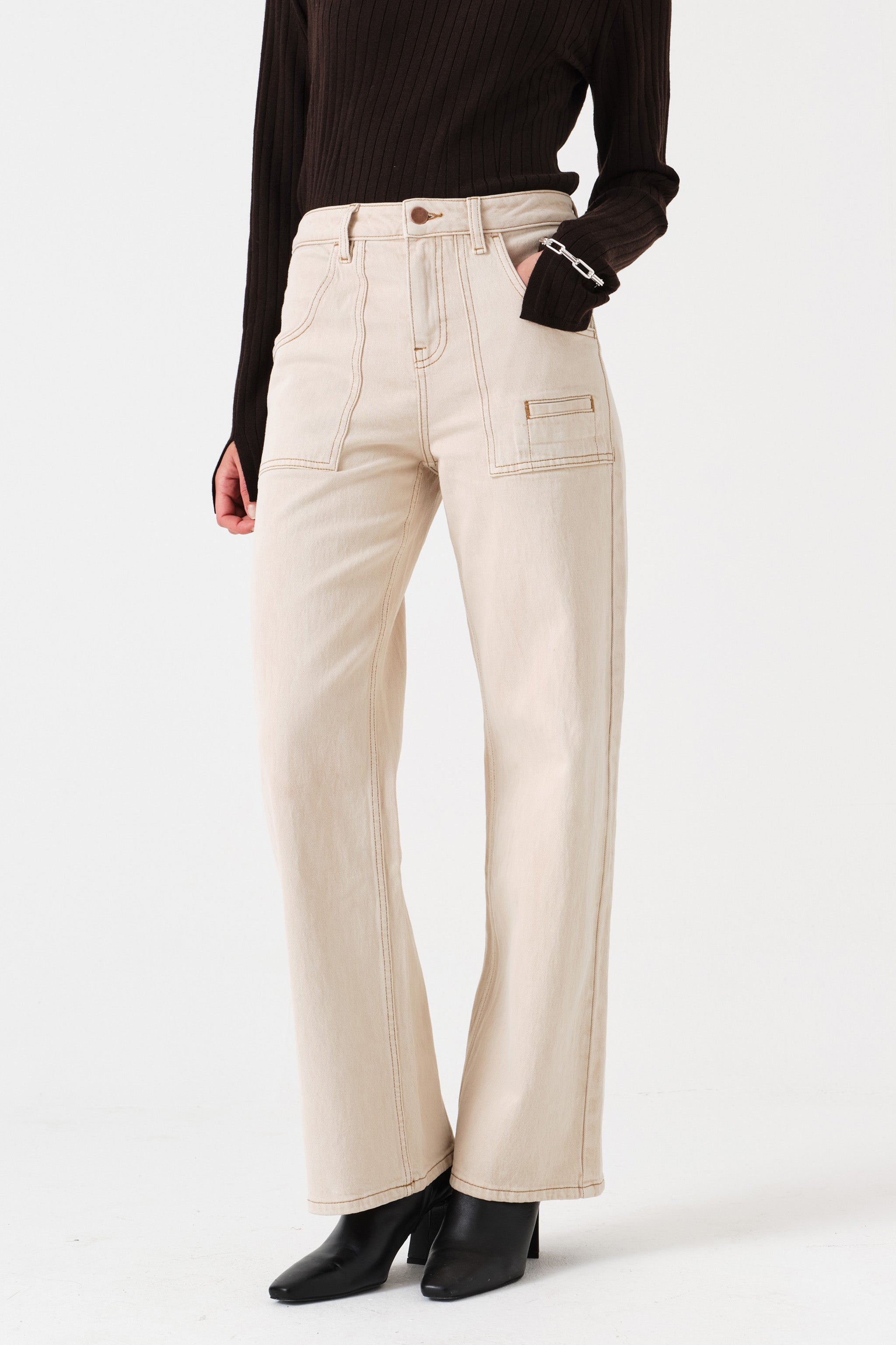 Eden Wide Leg Jean in Pebble - seventy + mochi