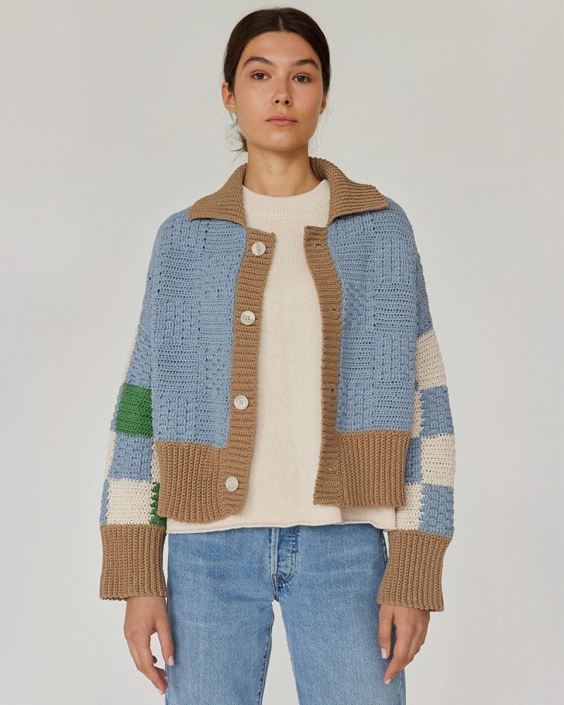 Prietema: Fantasy Blue Crochet Cotton Jacket