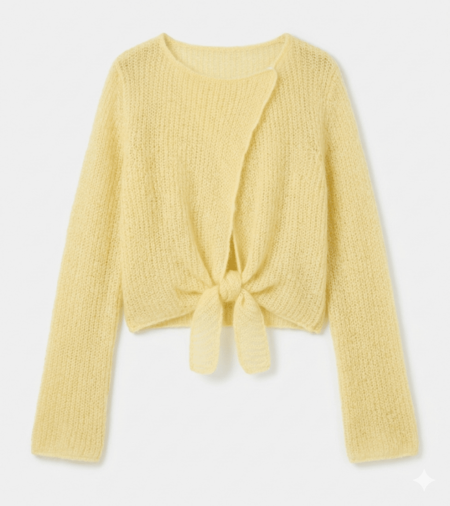 Skraistas: Butter Yellow Silk & Mohair Cropped Cardigan