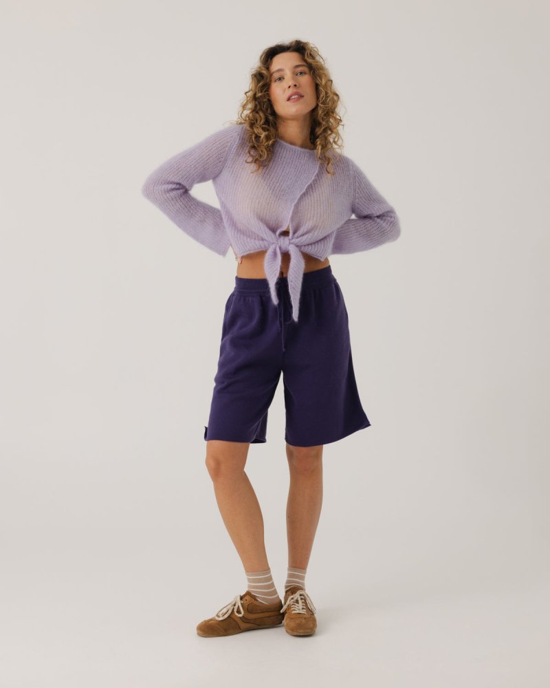 Skraistas: Lilac Silk & Mohair Cropped Cardigan