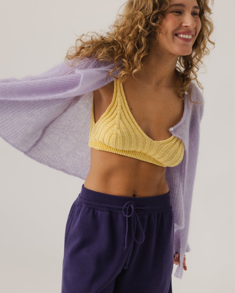 Skraistas: Lilac Silk & Mohair Cropped Cardigan