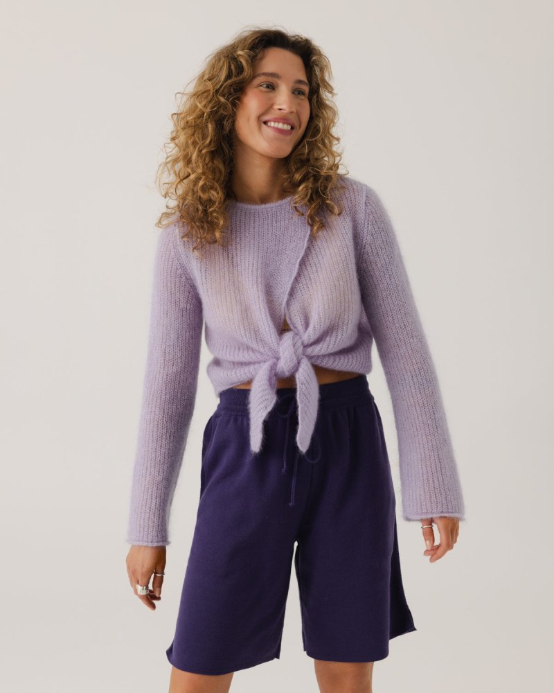 Skraistas: Lilac Silk & Mohair Cropped Cardigan