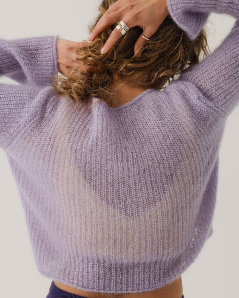 Skraistas: Lilac Silk & Mohair Cropped Cardigan