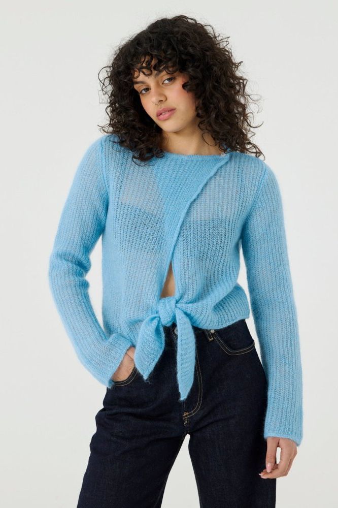 Skraistas: Sea Glass Silk & Mohair Cropped Cardigan