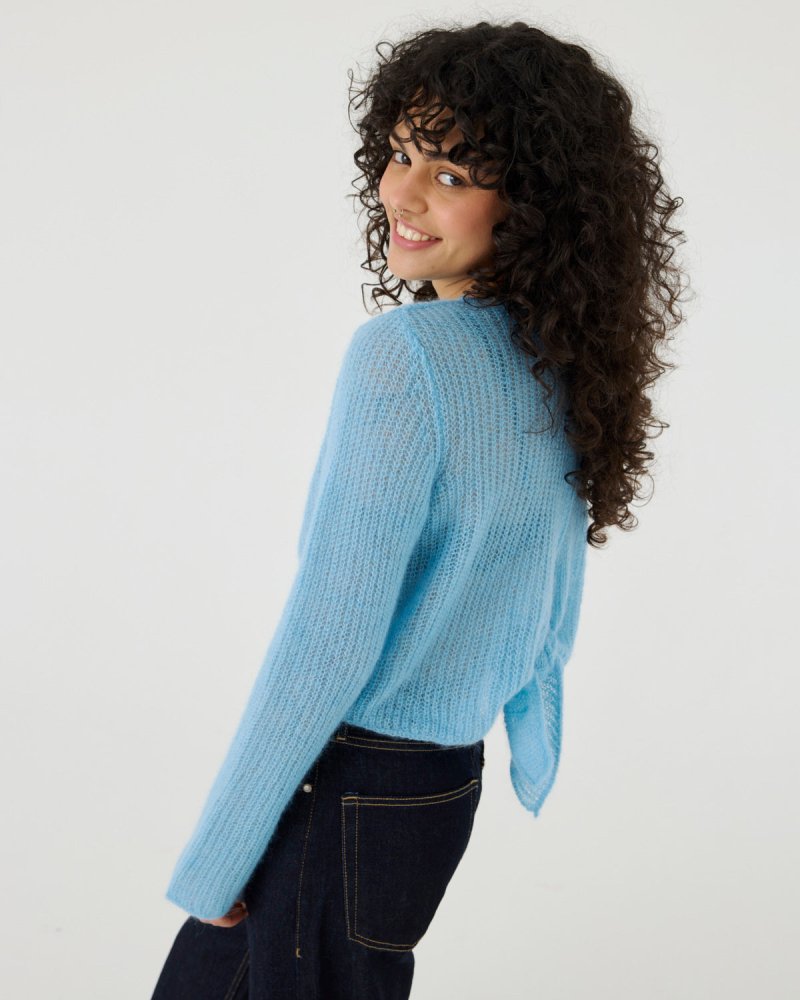 Skraistas: Sea Glass Silk & Mohair Cropped Cardigan