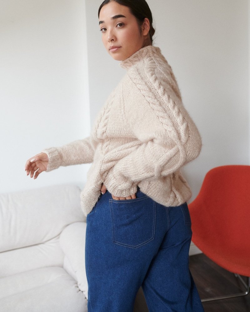 Ūla: Beige Merino Wool Sweater