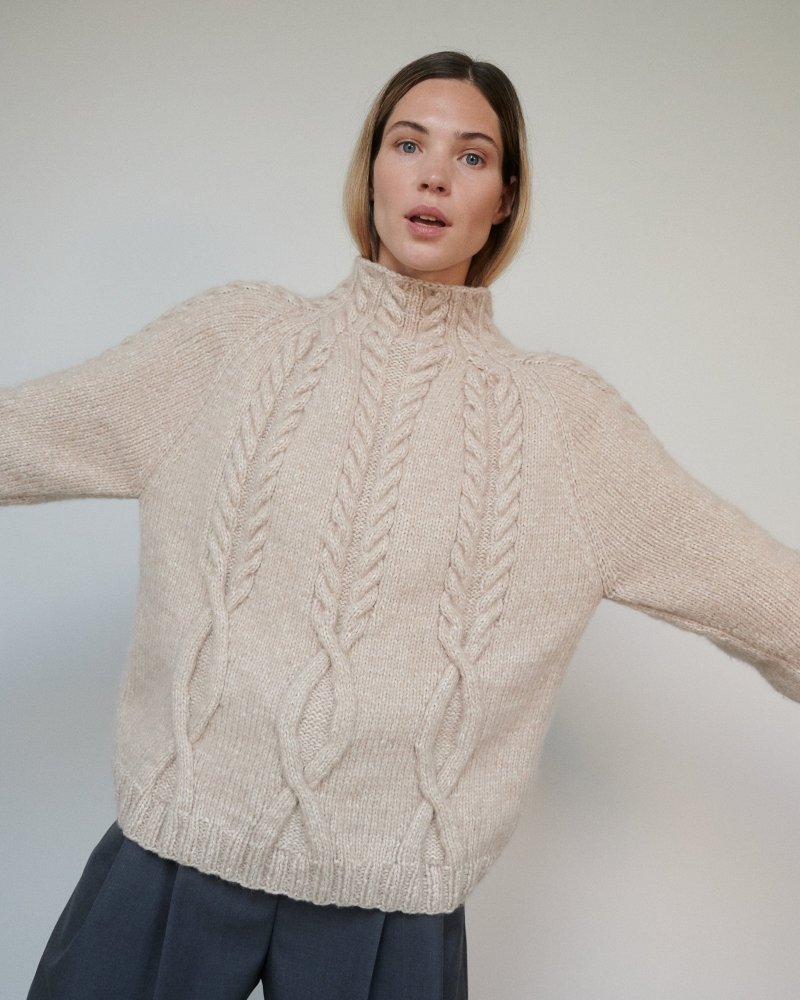 Ūla: Beige Merino Wool Sweater