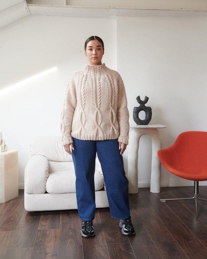 Ūla: Beige Merino Wool Sweater