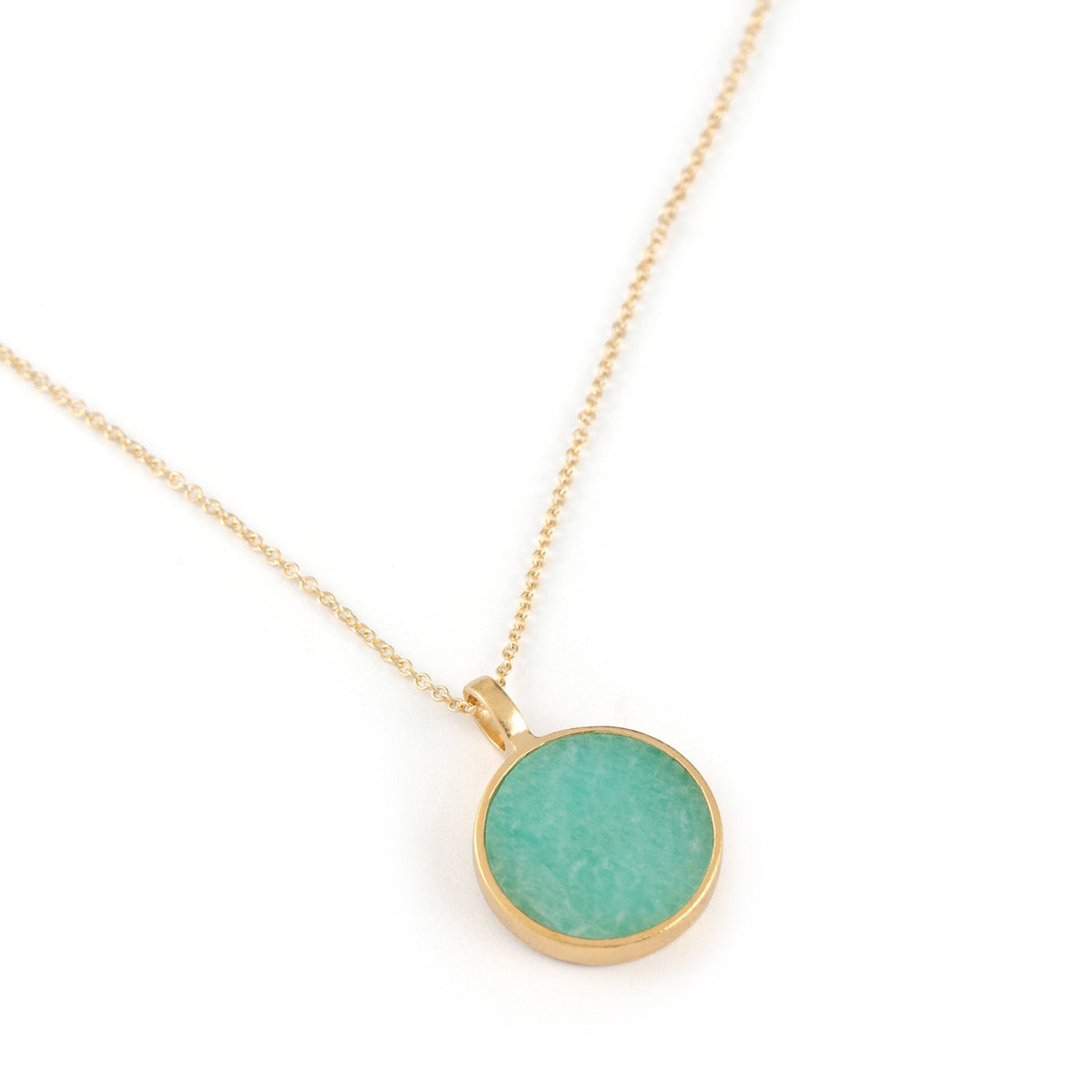Gold Porthole Necklace • Amazonite