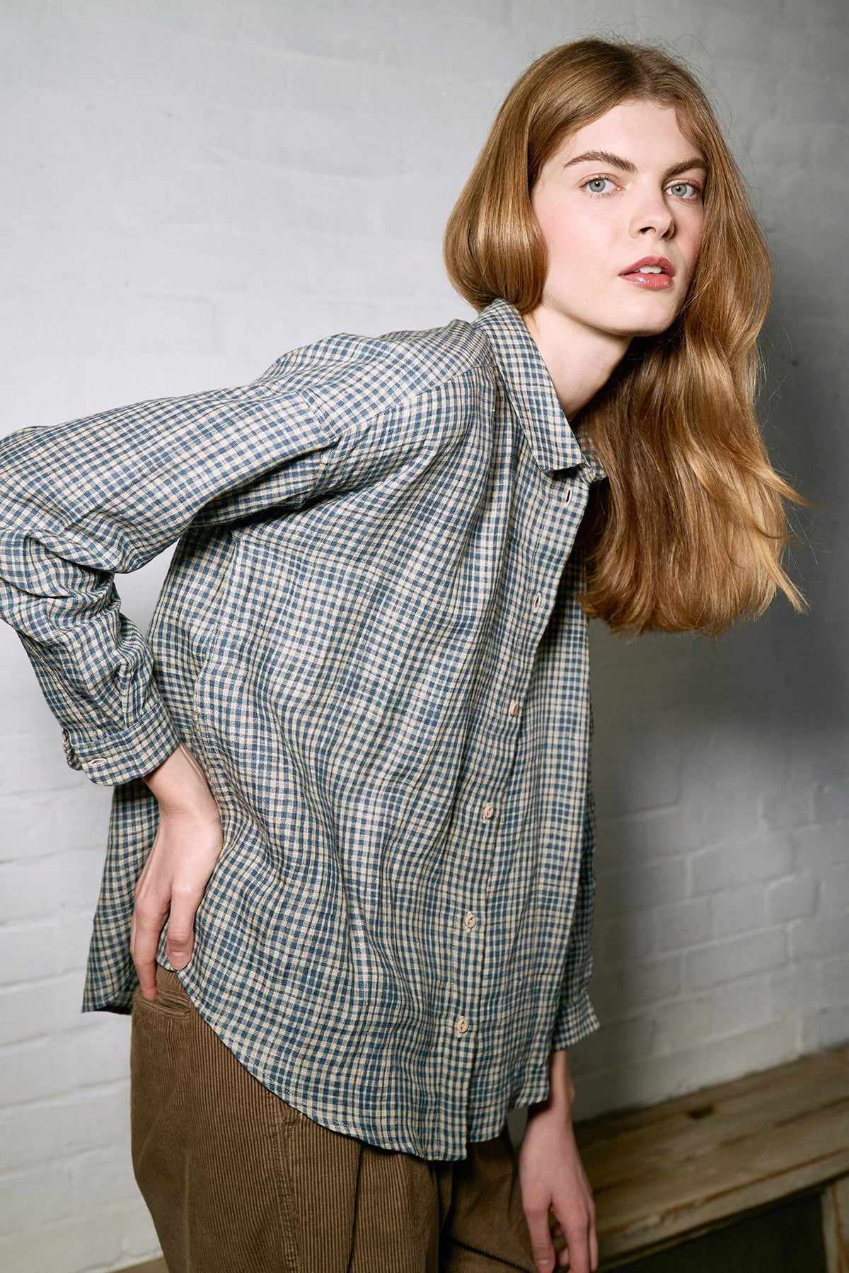 agnes shirt | coastal blue check