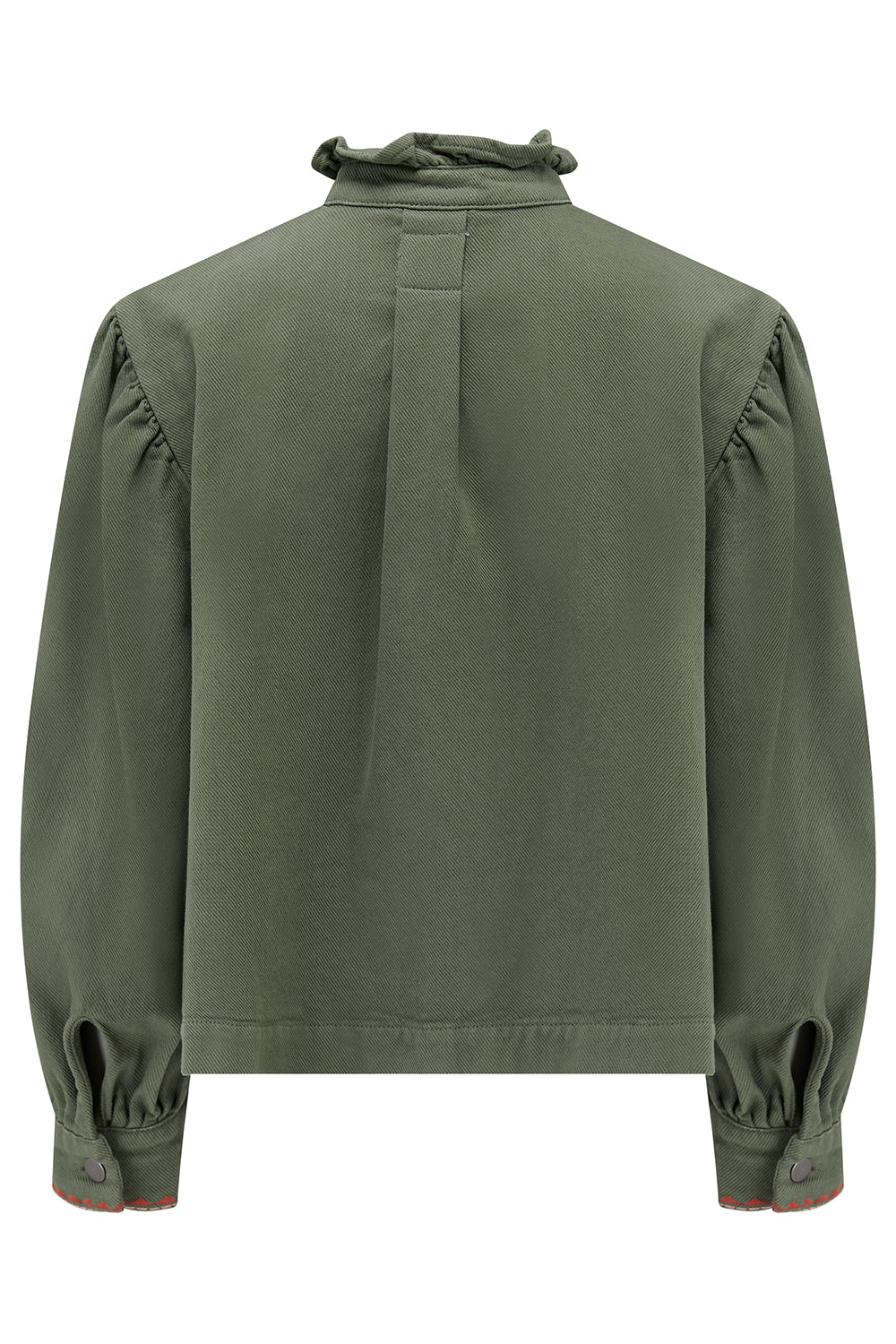 Ziggy Cropped Denim Jacket in Khaki - seventy + mochi