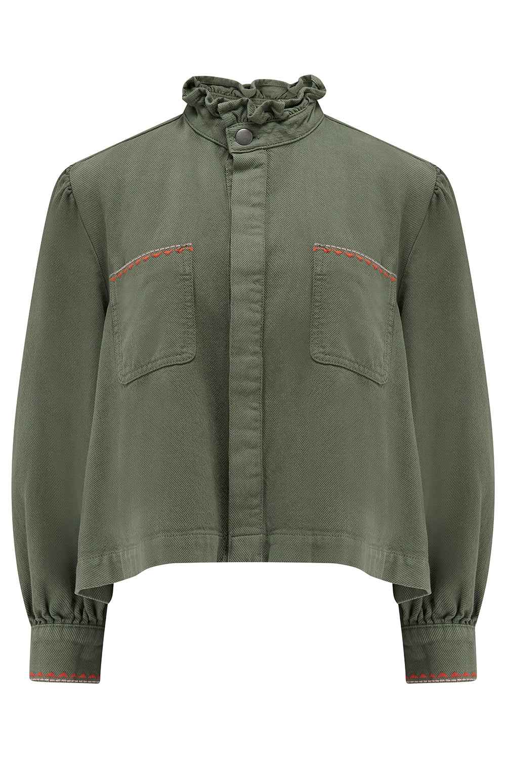 Ziggy Cropped Denim Jacket in Khaki