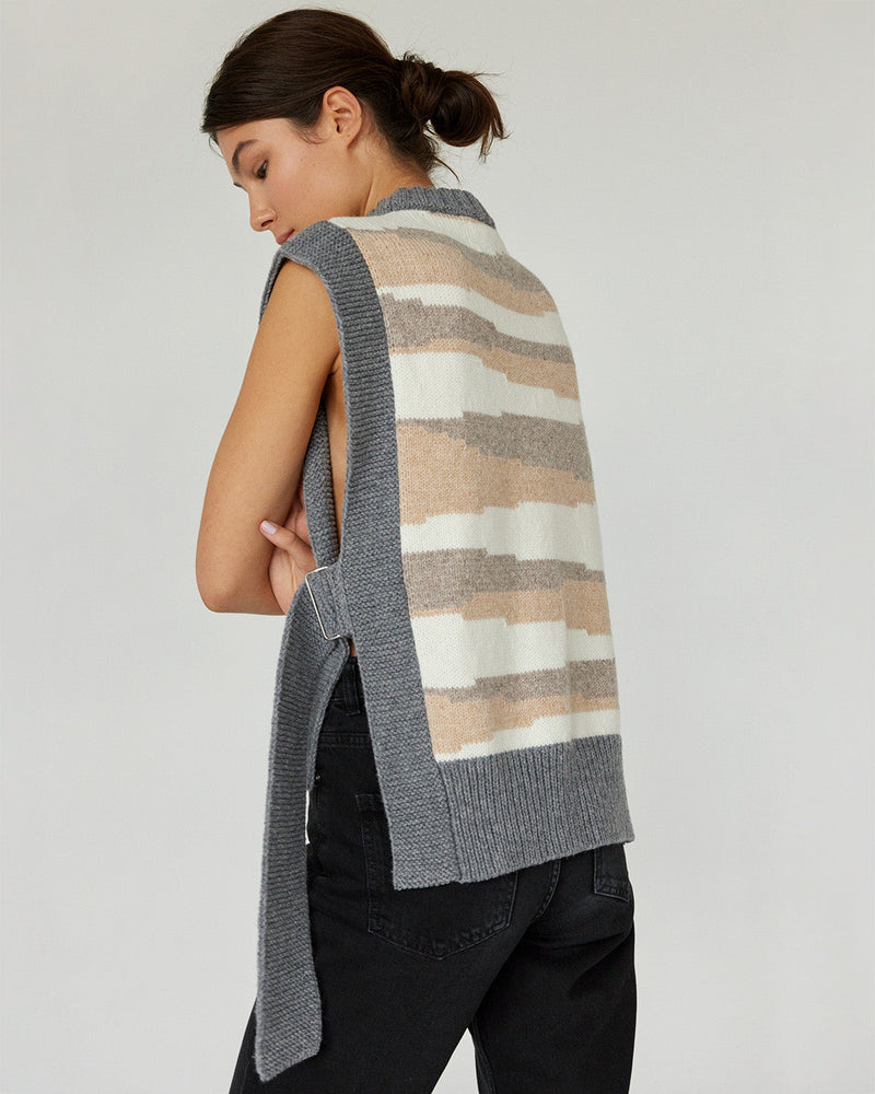 Kalvos: Striped Grey Merino Wool Vest