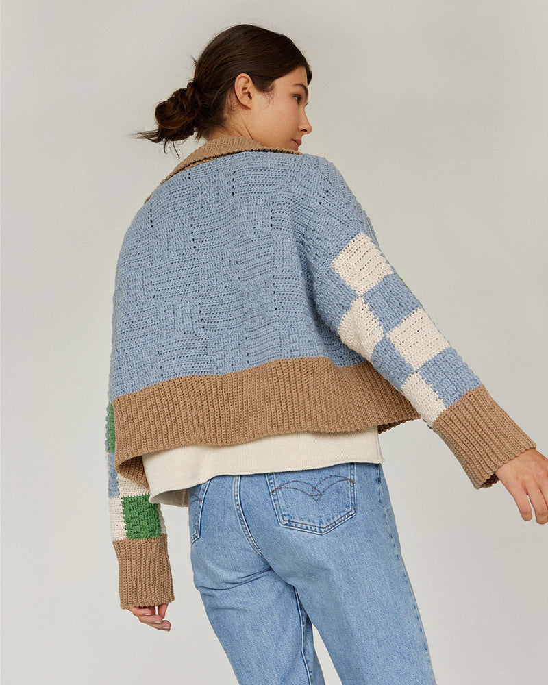Prietema: Fantasy Blue Crochet Cotton Jacket