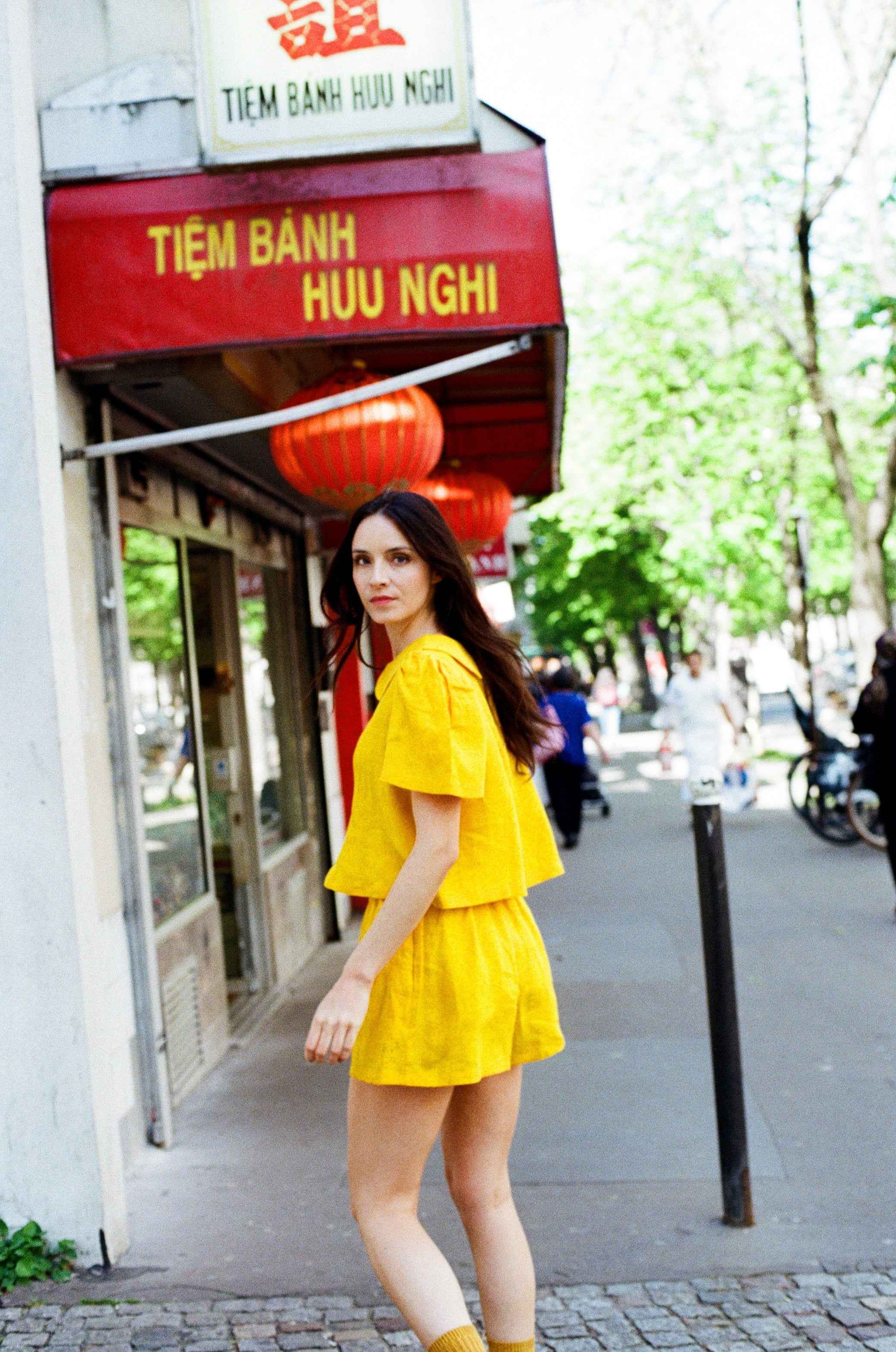 Olivia Linen Shorts - Marigold