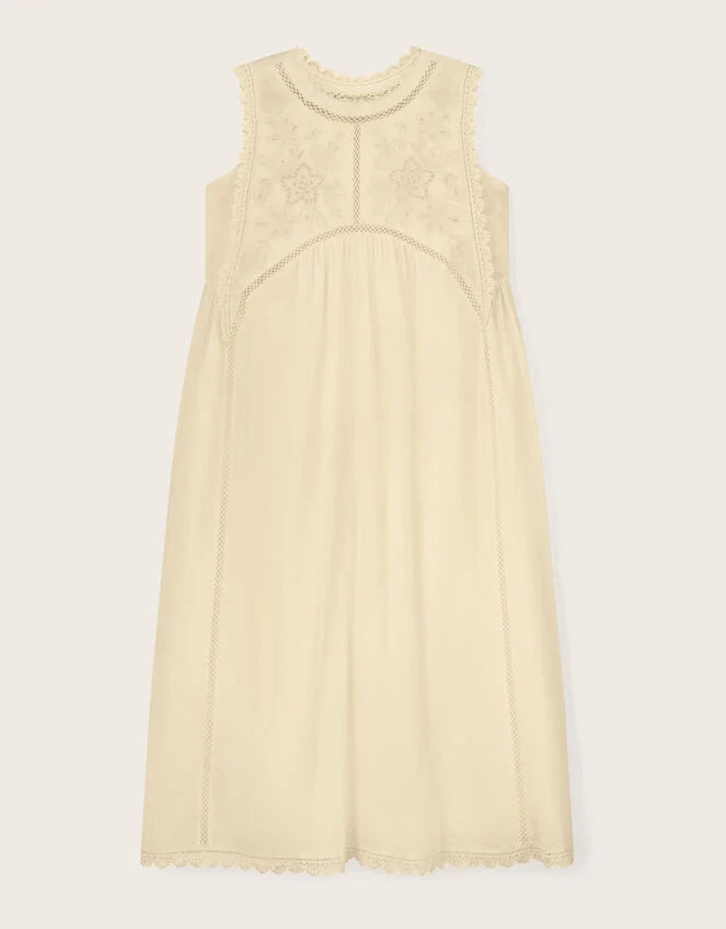 East Winnie Broderie Cotton Dress White