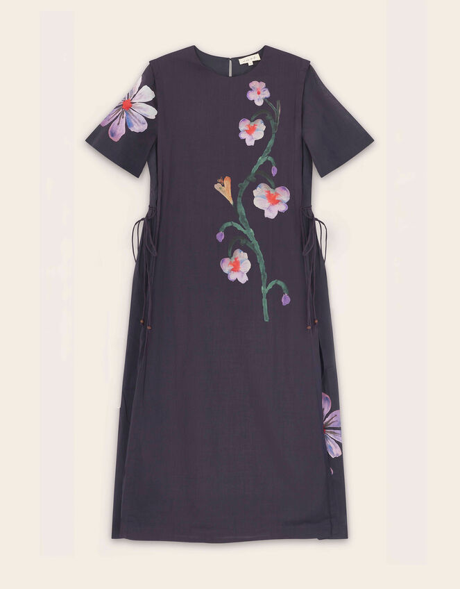 East Filipa Watercolour Floral Midi Dress Blue