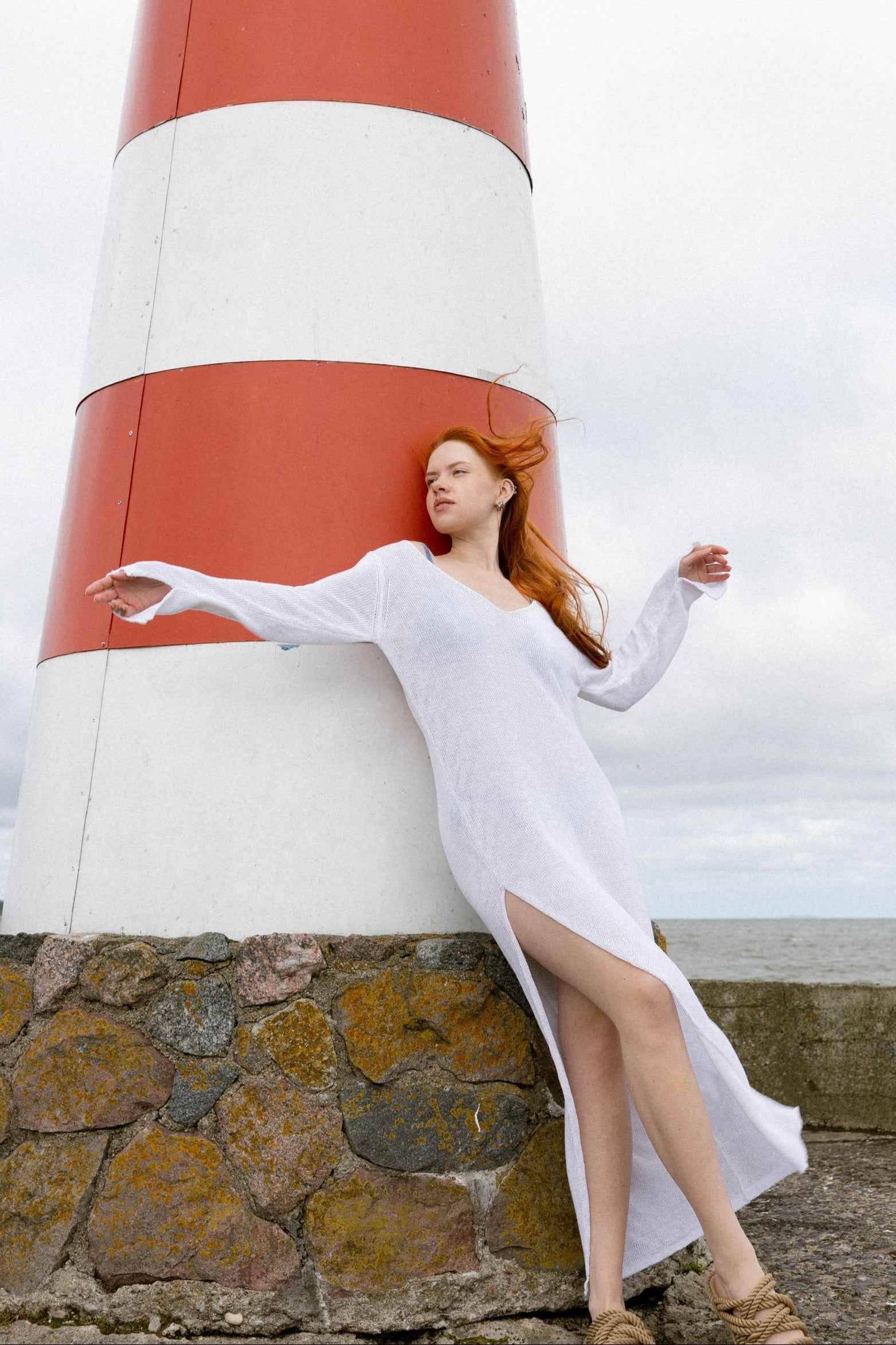 Mare 100% Linen Long Dress White
