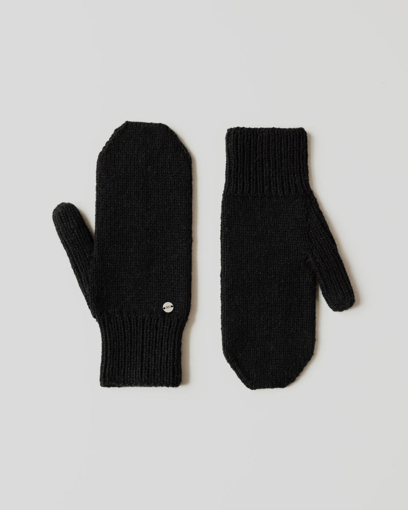 Vilna: Black Alpaca Wool Mittens