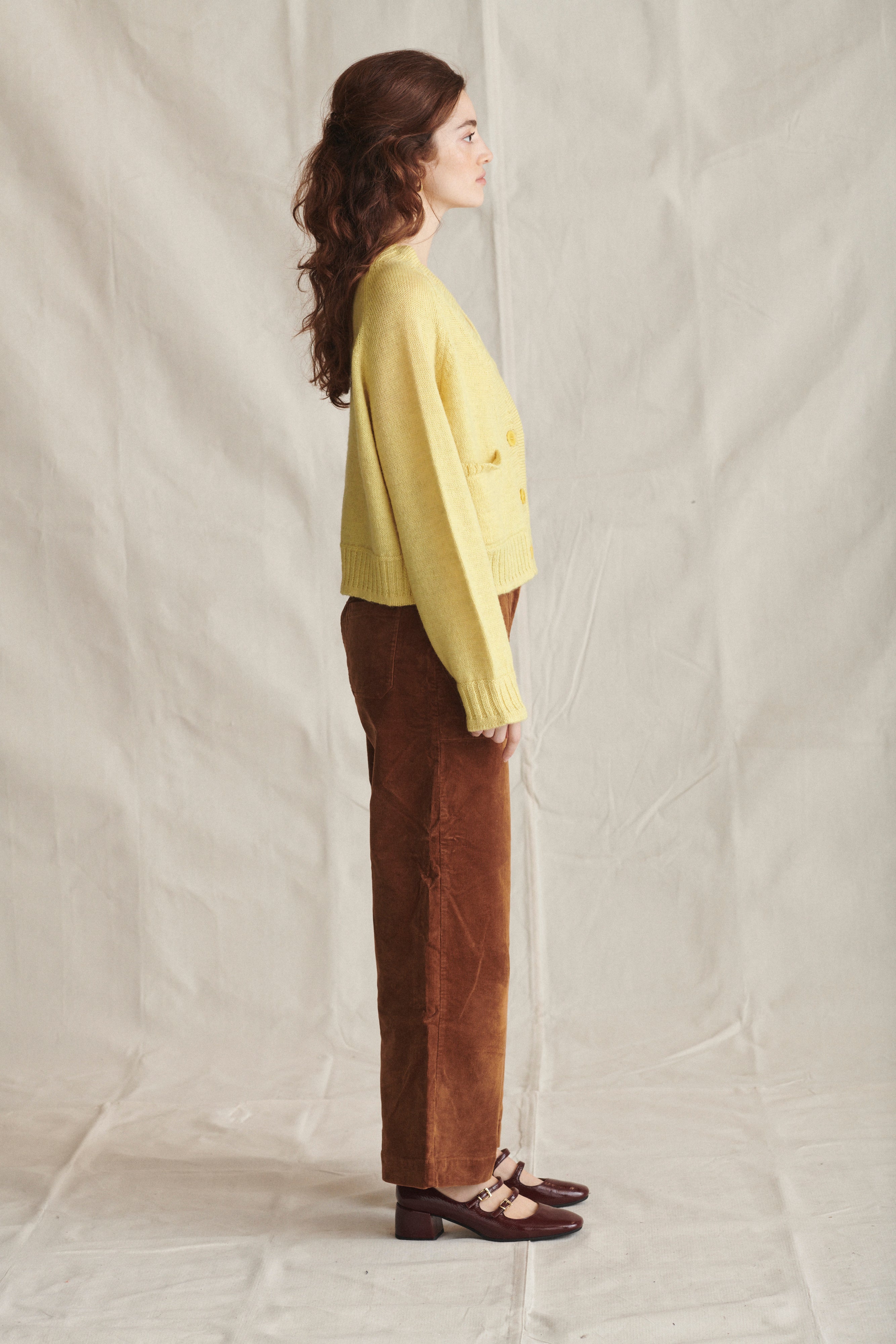 Ingleton Crop Cardigan in Lemon