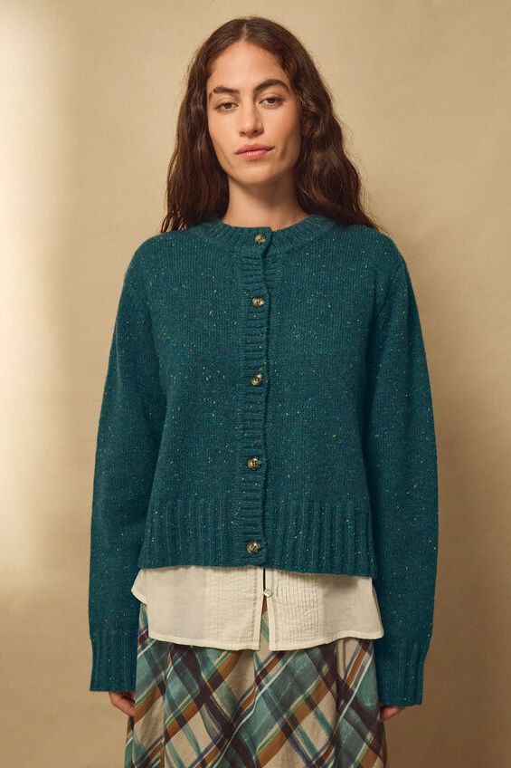 East Zoya Crew Neck Cardigan Teal