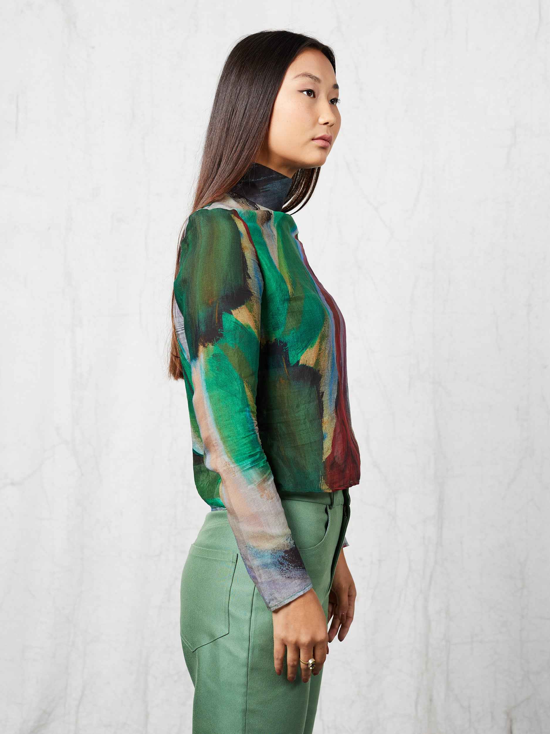Pokhara Sheer Mock Neck Top