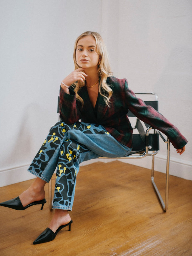 Women's High Waist Jeans | Floral Print | Sustainable | Fanfare