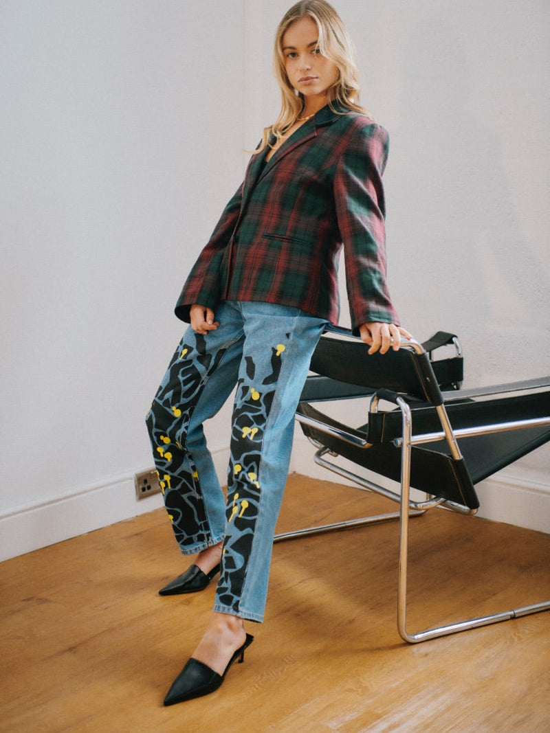 Women's High Waist Jeans | Floral Print | Sustainable | Fanfare